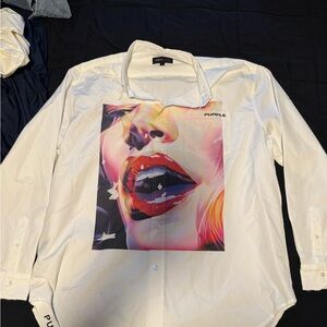 White Shirt with Colorful Graphic PURPLE brand